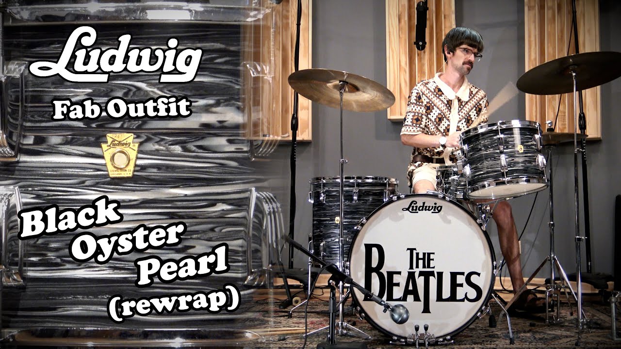 Барабанная установка Ludwig 1960-х годов «Fab» — ​​Black Oyster Pearl в новой оболочке (настройка...