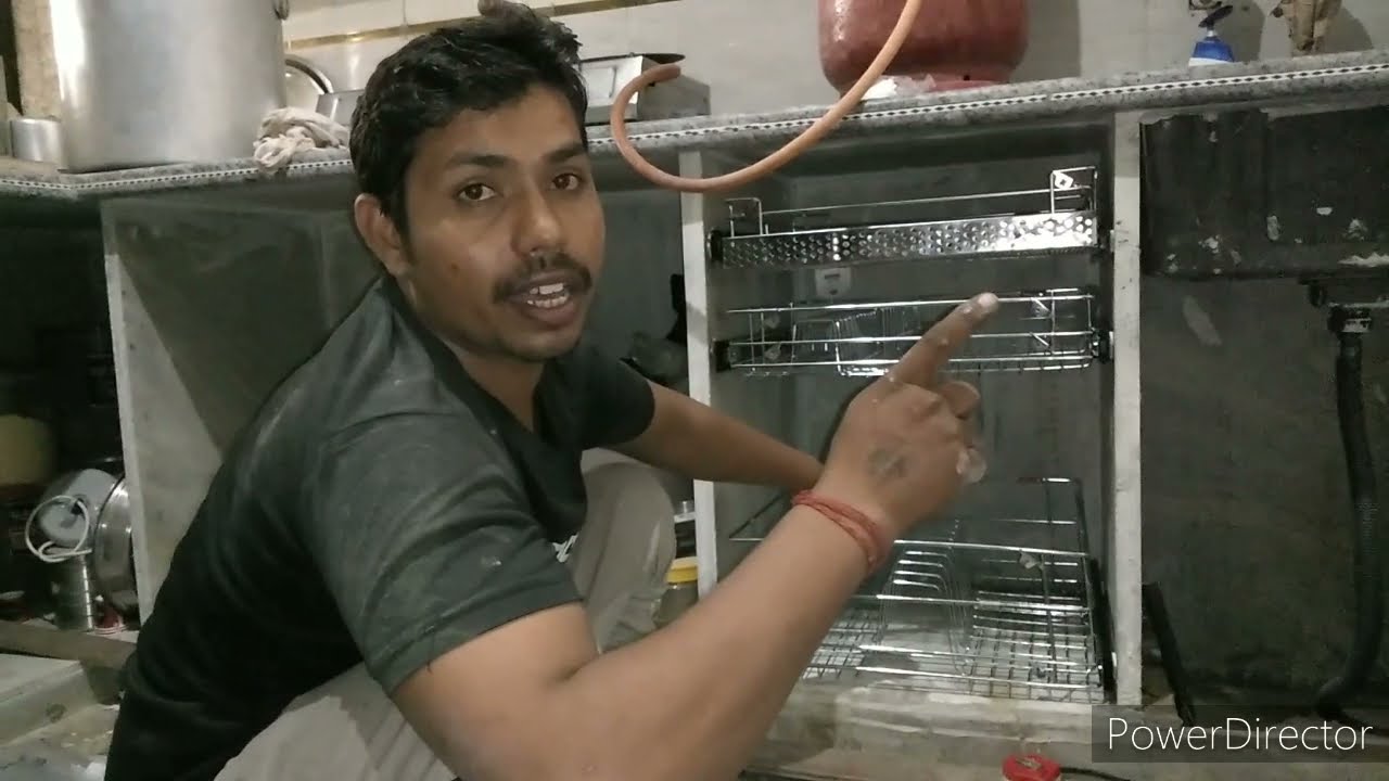 How to macke modular kitchen S.S.  Baskets fitingh ||