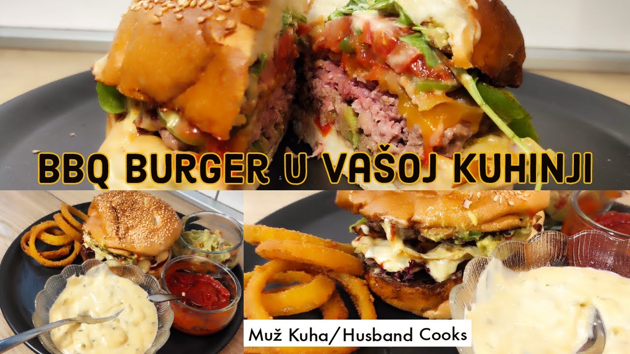 Domaći hamburger u kuhinji okus i miris kao s roštilja - guacamole burger + trik s pecivom i umacima