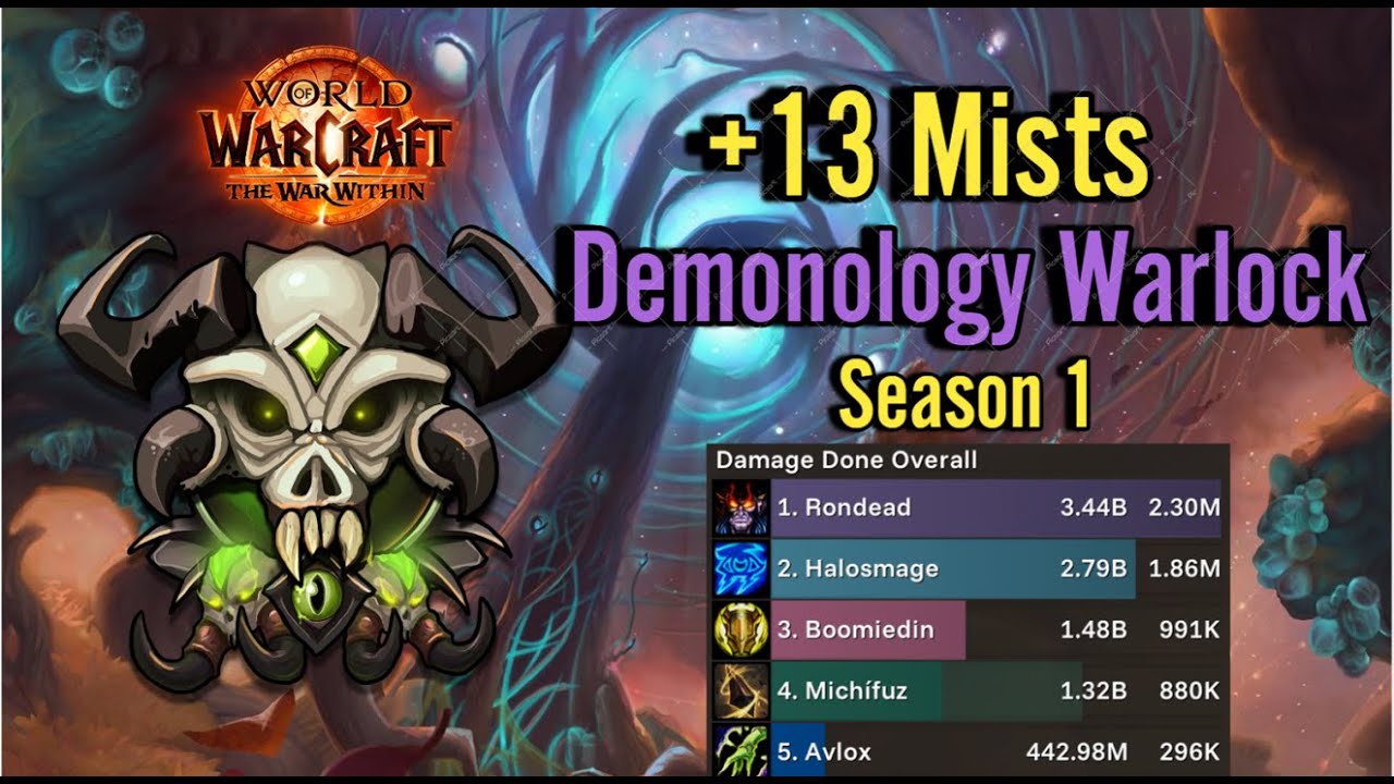 +13 Mists of Tirna Scithe | Demonology Warlock | TWW Season 1 Mythic+