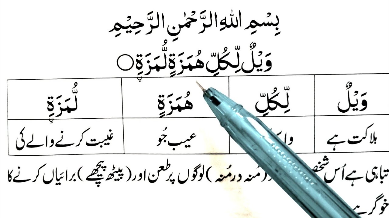 Surah Al Humazah | Learn Quran Surah Humazah With Urdu Translation word by word Learn Quran Live