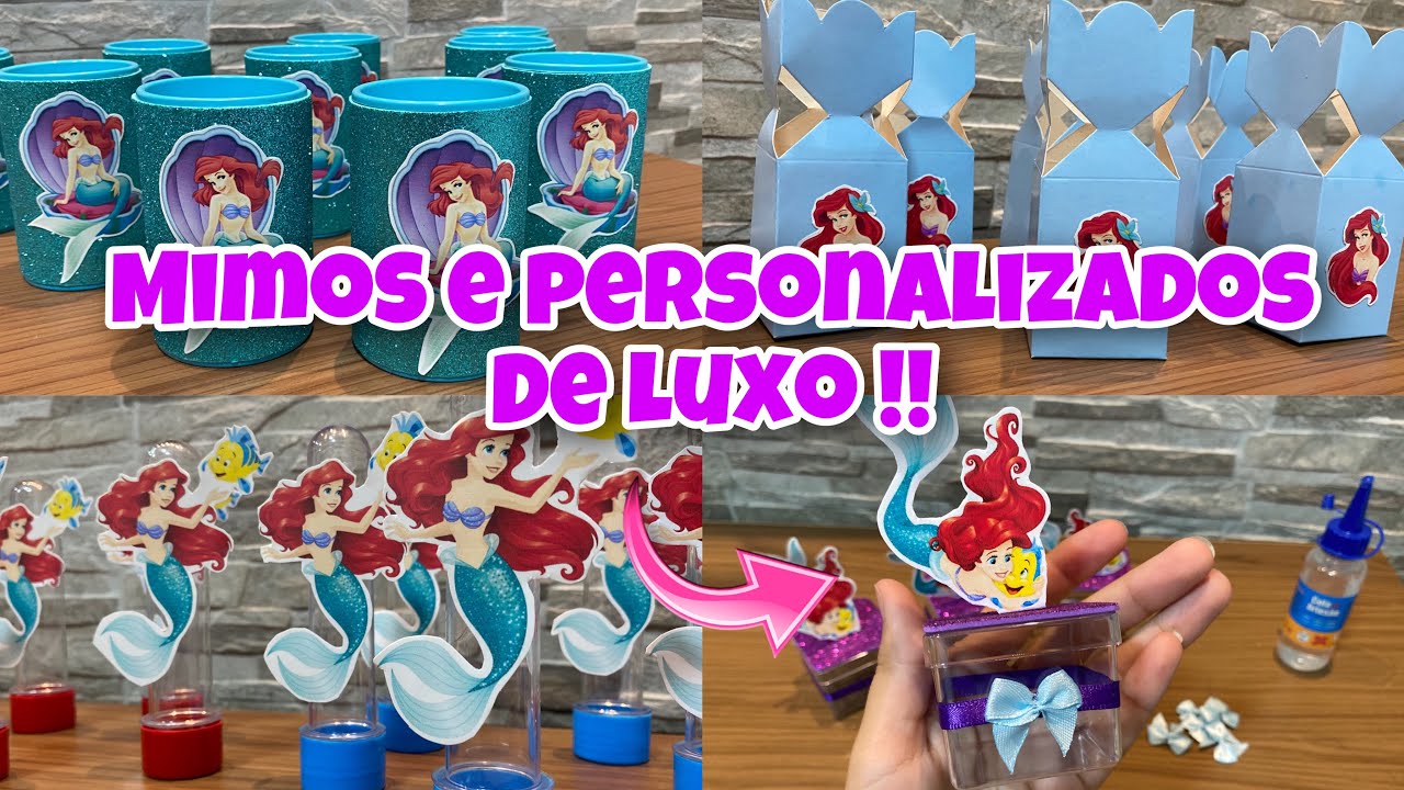 MIMOS E PERSONALIZADOS /SACOLINHAS SURPRESA / TEMA PEQUENA SEREIA ARIEL PERSONALIZADOS DE LUXO