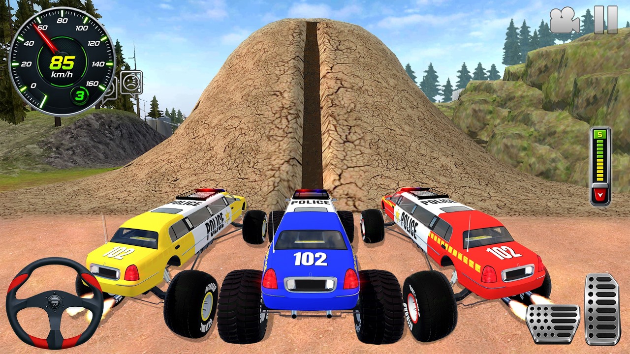 Impossible Mega Car Stunts Ramp Simulator - US Police Monster Truck Driving 3D - Android gameplay #1