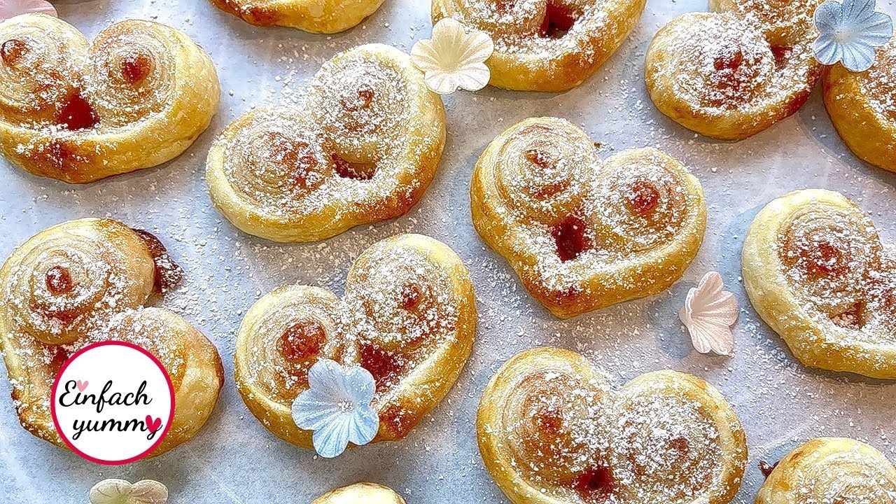 ♥️ Turboschnelle Erdbeer Blätterteig Herzen zum Muttertag ♥️ nur 3 Zutaten