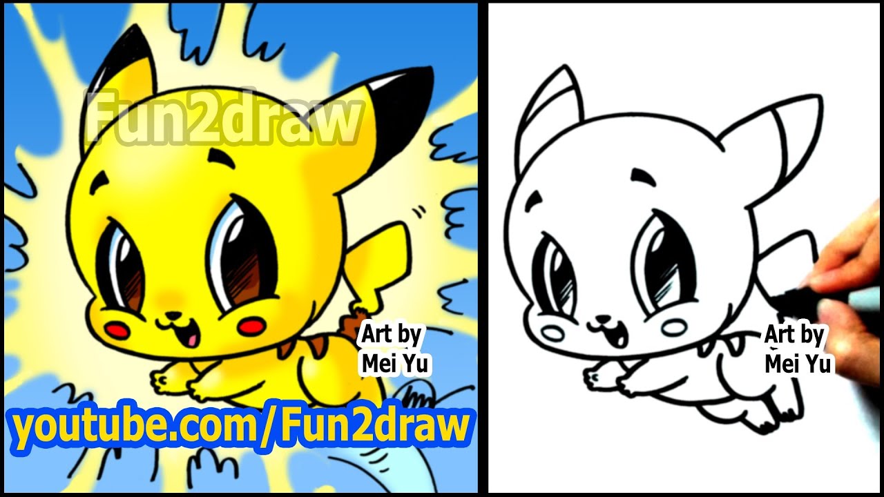 How to Draw Pokemon - Pikachu - Fun2draw style | How to Draw Pikachu Easy - Online Art Lesson