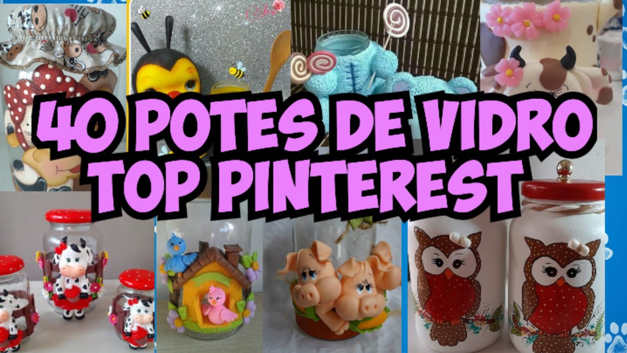 40 potes de vidro decorados os top 40 do Pinterest  #ideiascriativas  #artesania #vidrio decorado