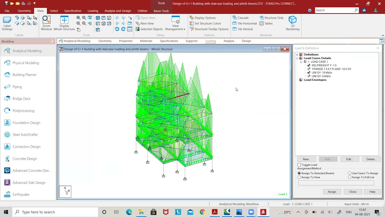 Design of G+1 Building with staircase load and plinth beams