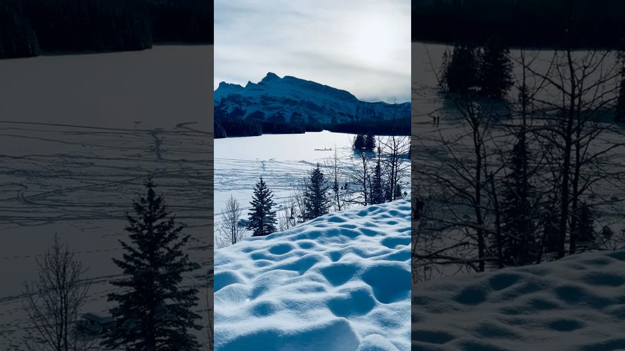 Banff frozen lake, two jack lakes 