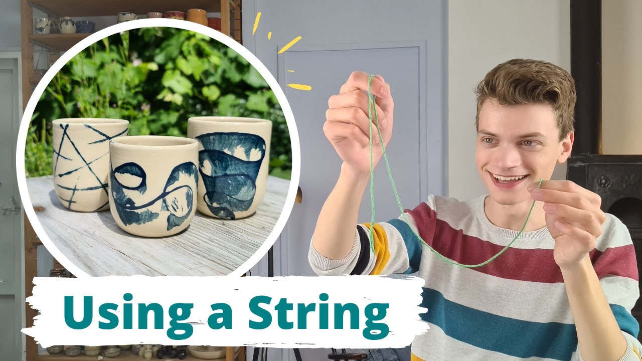 Pottery underglaze technique: Glazing With a String/Rope