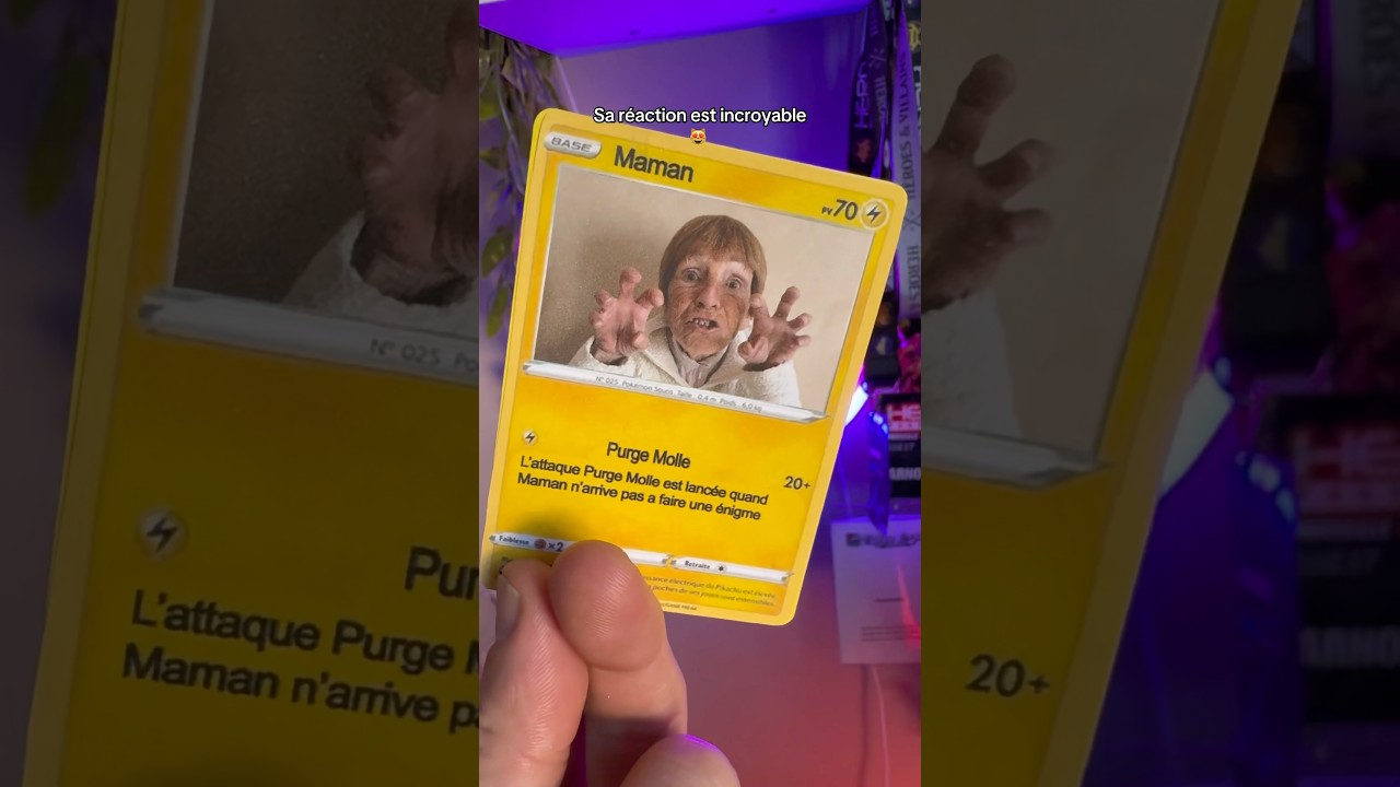 J&rsquo;AI CR&Eacute;&Eacute; LA CARTE POK&Eacute;MON DE MA M&Egrave;RE ( sa r&eacute;action est incroyable 😻 ) #prank #humour #pokemon