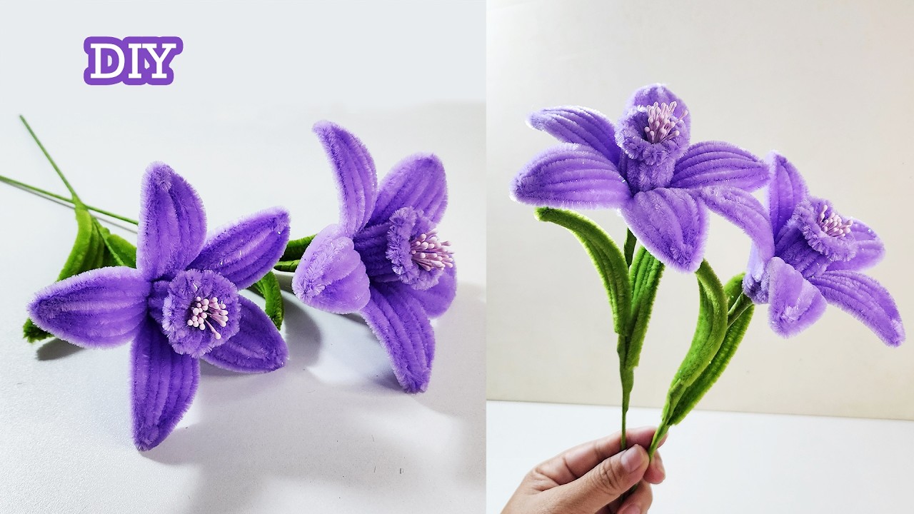 DIY Pink Lily Flower 🌸 Easy Pipe Cleaner Lily Tutorial | Handmade Flower Craft
