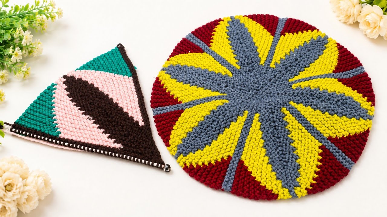 Beautiful Flower Shape Knitting Doormat/Thalposh Design