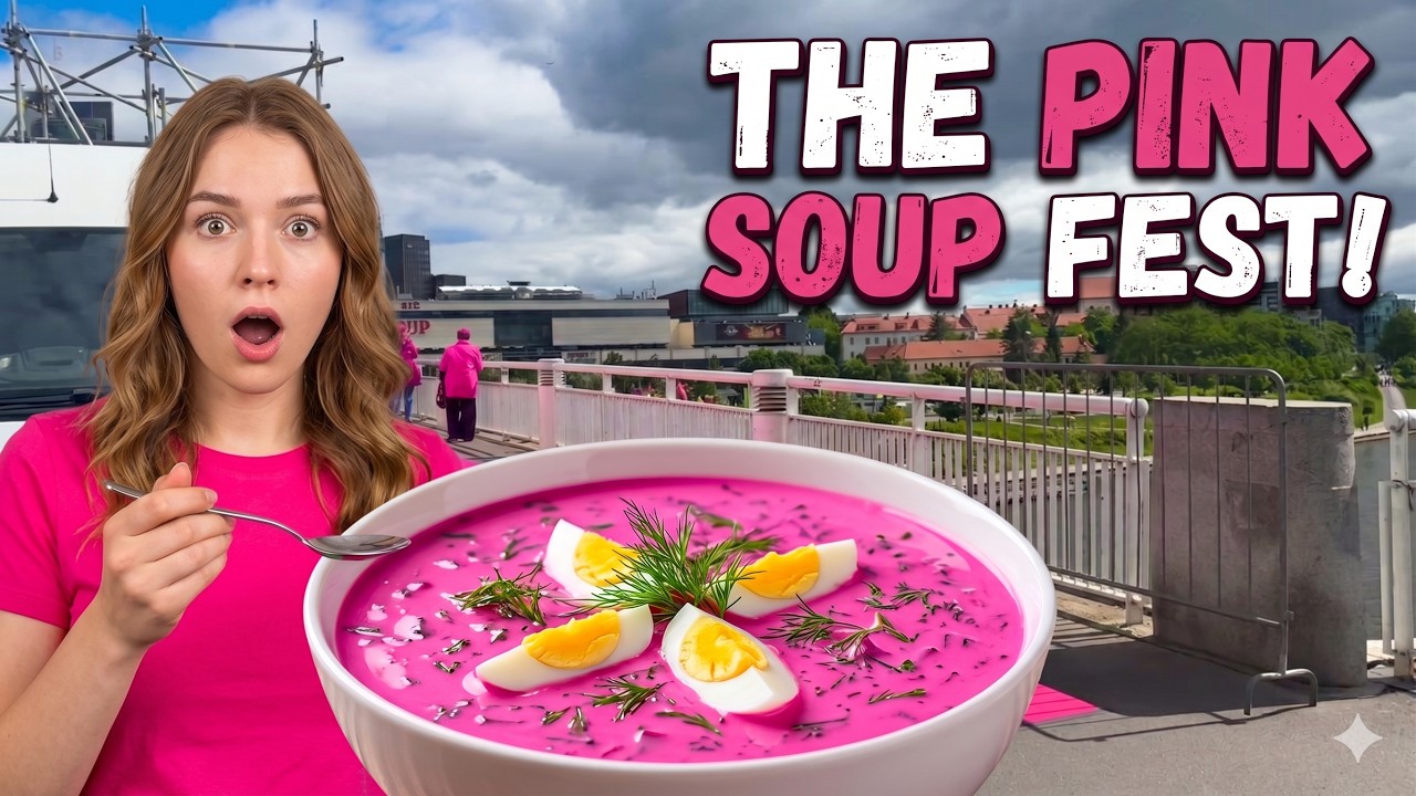 Lithuania Vilnius Pink Soup Fiesta 🇱🇹 | Europe's CRAZIEST Food Festival!