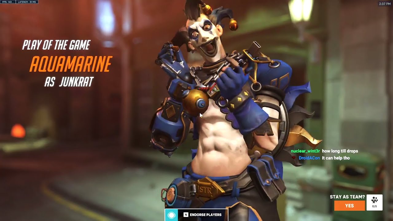 AQUAMARINE LEGENDARY JUNKRAT! POTG [ OVERWATCH 2 RELEASE ]