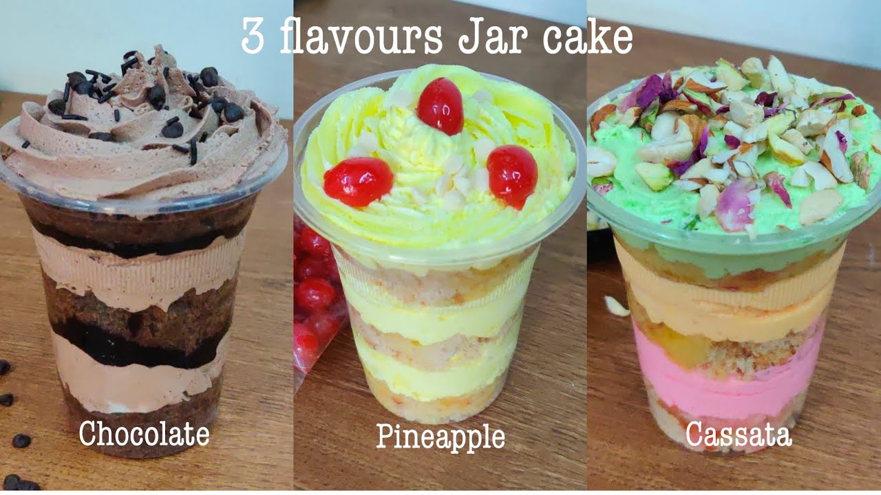 Trending Jar Cake recipe | Quick and easy Jar Cake in Chocolate, Pineapple and Cassata flavour
