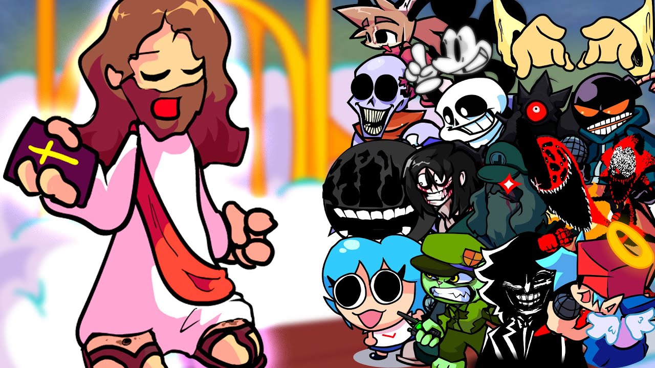 FNF My Son (VS Jesus) But ALL the Characters Sing Together 🎤 Funked Birth (FNF Mod/Cutscenes/Hard)