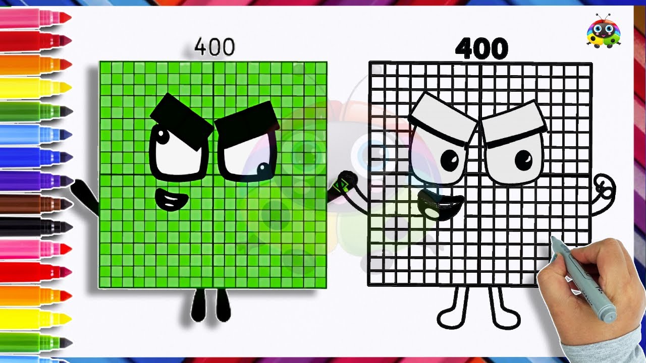 (Numberblocks) Как нарисовать Numberblock 400 | Уроки рисования и раскрашивания для детей | Art S...