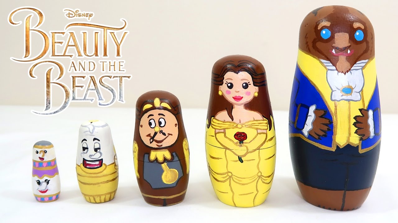 Painting BEAUTY AND  THE BEAST Nesting Dolls