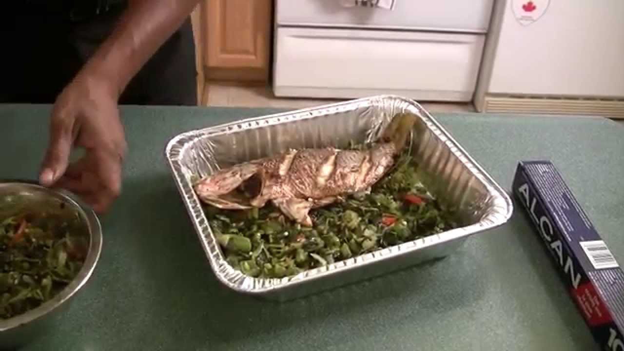Red Snapper Fish stuffed with Callaloo