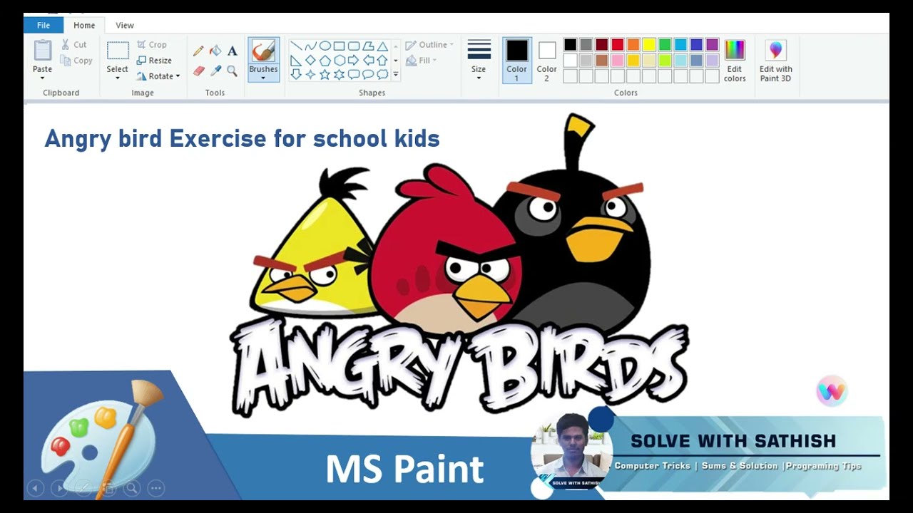 How to Draw Angry Bird In MS paint | MS Paint for school Kids #mspaint #angrybirds