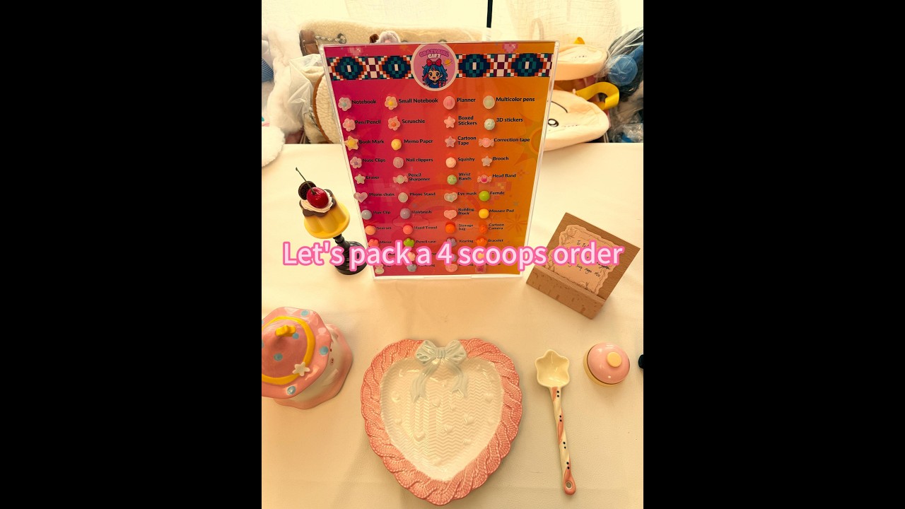 Let’s Pack a 4 scoops+4 gifts and 2 gacha scoops order for Pedro❤
