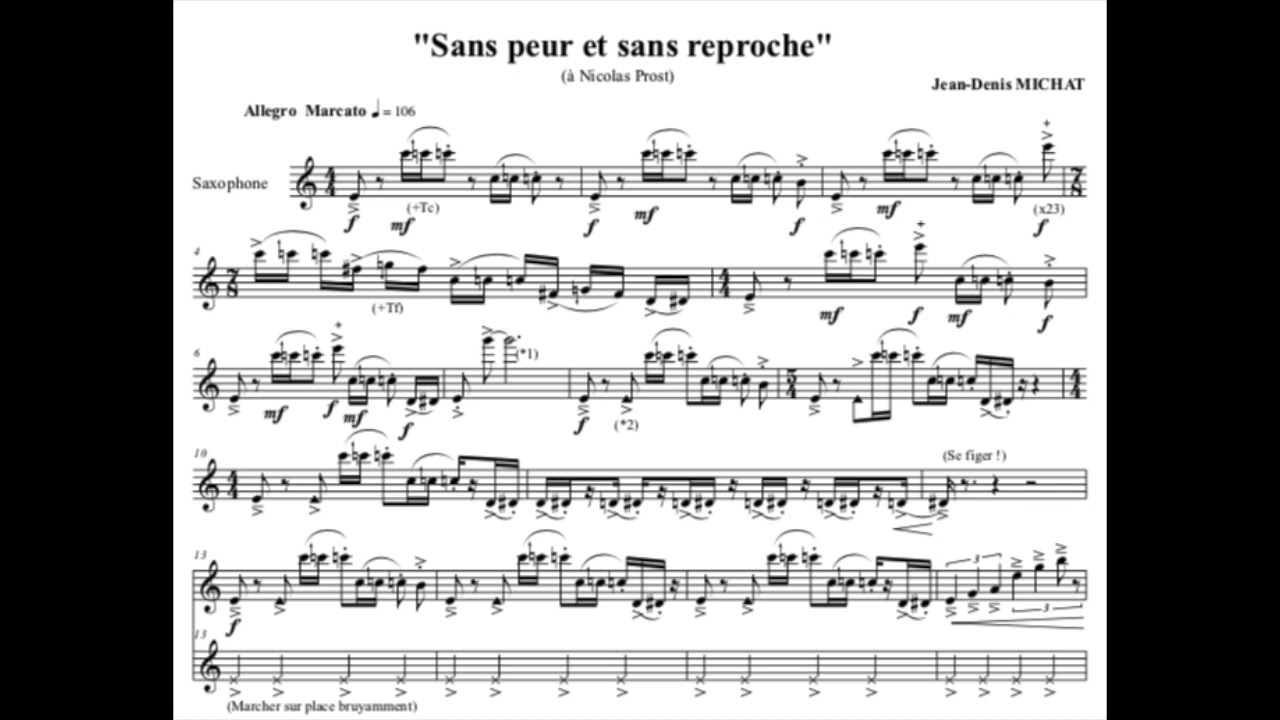 Jean-Denis MICHAT sans peur et sans reproche / for alto saxophone