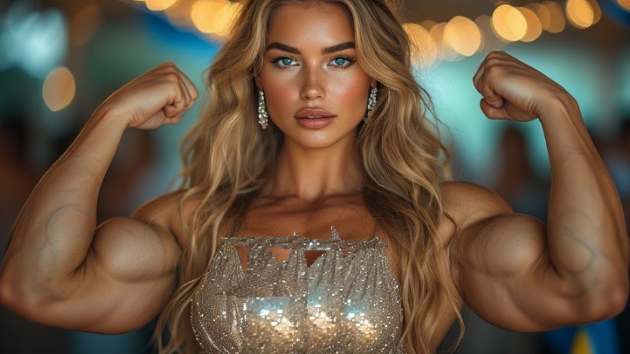 YOUNG FEMALE BODYBUILDER WITH TONED BICEPS : PETRA