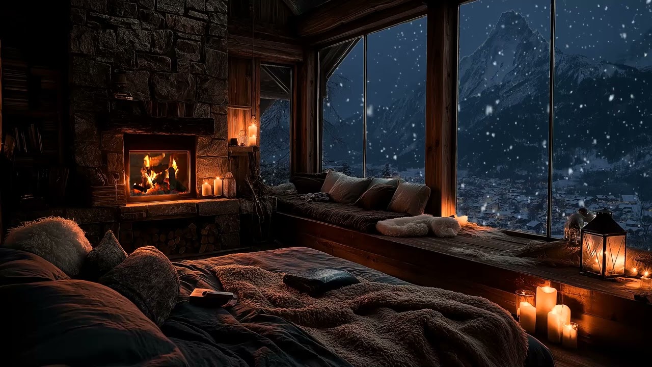 (No Ads) Soft Piano & Fireplace Sounds for Calm Nights and Gentle Sleep