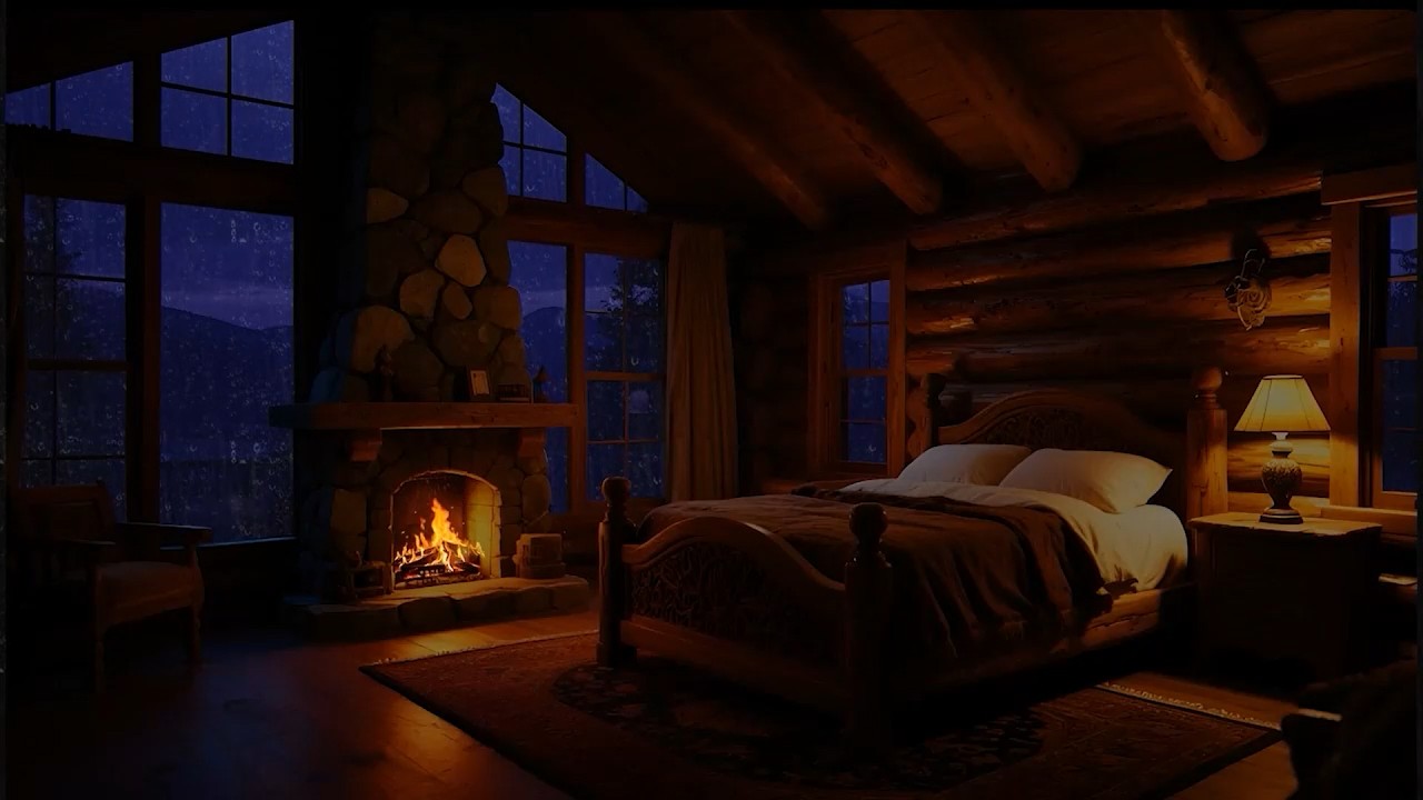 Soothing Rain Sounds 🌧 | Warm Cozy Cabin Sleep