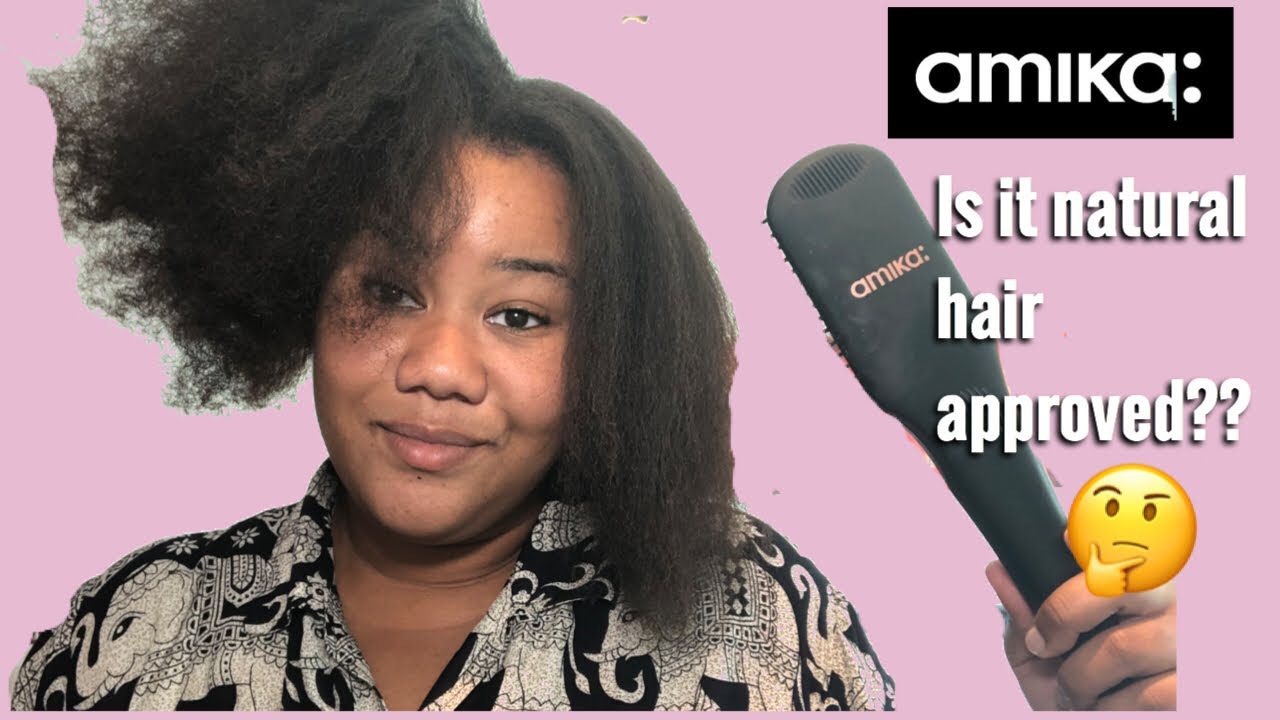 AMIKA straightening brush on NATURAL HAIR- does it work? BETTER than drybar