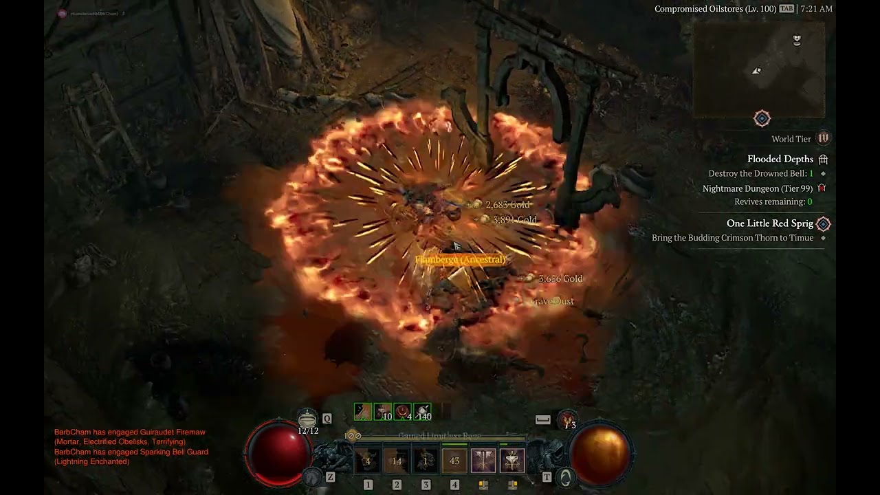Diablo 4 Season 2 - Chamelenia Solo Tier99 Flooded Depths (Barb) 1Dec23