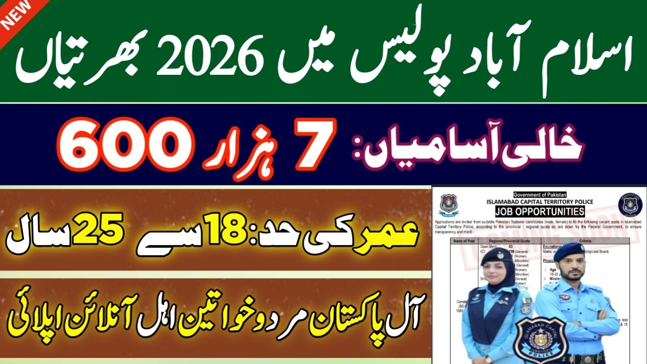 Islamabad Police Jobs 2026 Online Apply | Islamabad Police 7600 Upcoming Jobs 2026 Online Apply