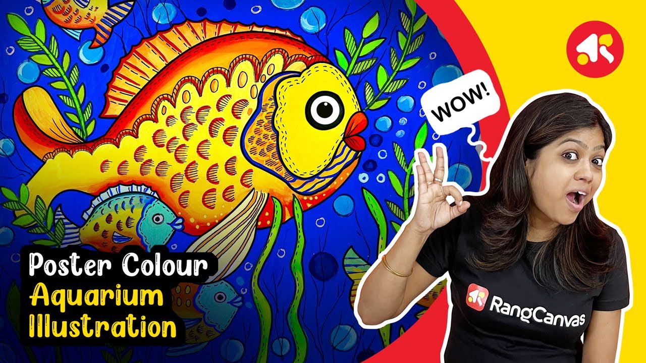 Gold fish drawing | Poster colour drawing for beginners #posterpainting #postercolour #fishdrawing