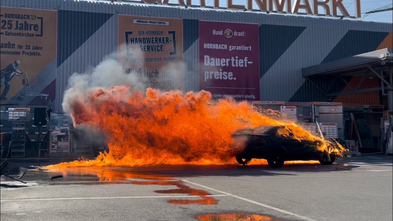 Auto fährt durch Flammen 🔥🔥🔥!!! Monster Truck & Stunt Show - Monster Mania Delporte Highlights