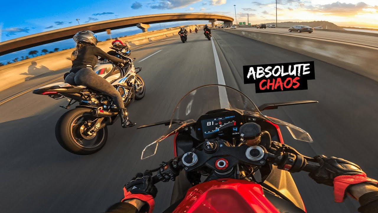 LANE SPLITTING WITH 30+ CUSTOM SUPERBIKES (WILD MIAMI GROUP RIDE)