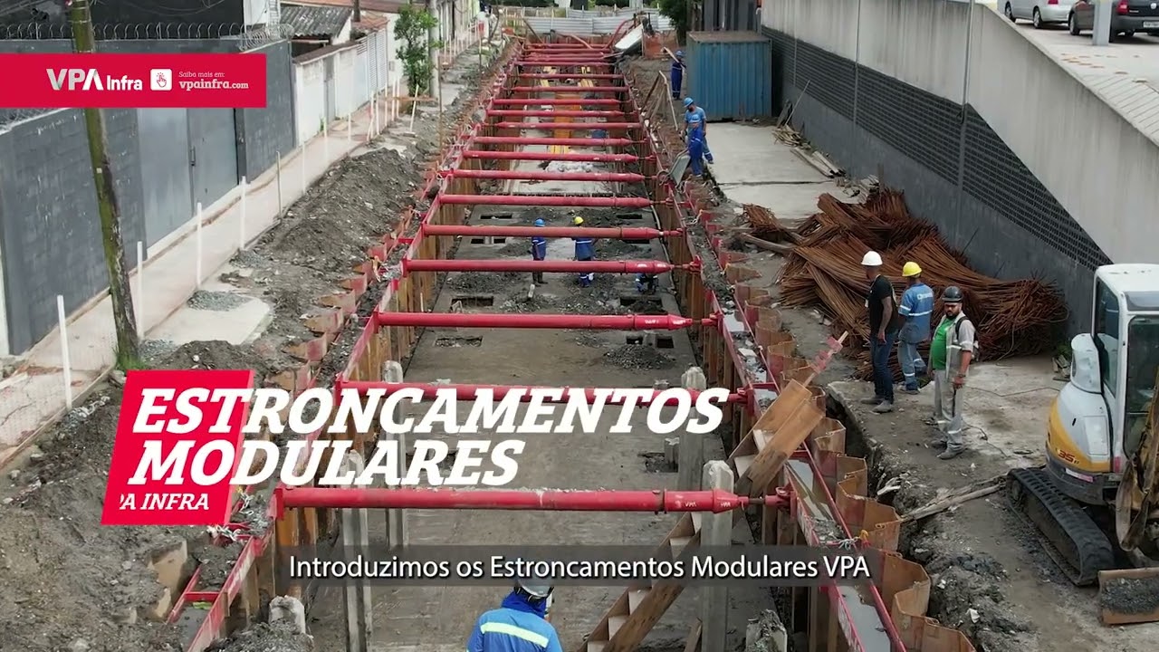 Contraventamento de Estacas Prancha com Estroncamentos Modulares