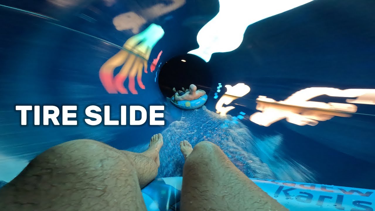 TIRE SLIDE Water Slide in Water Park Europabad Karlsruhe Germany, POV 4k videos