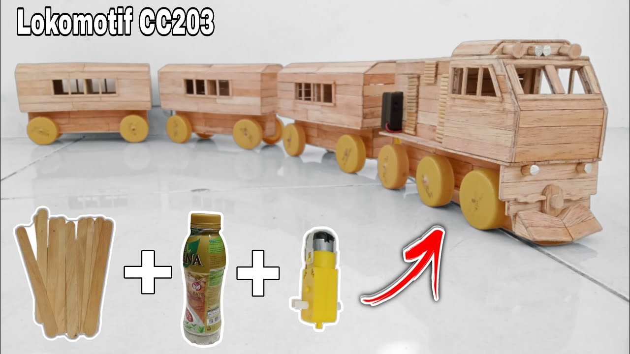 Membuat Miniatur Kereta Api 🔥 dari Stik Es Krim, Lokomotif CC203
