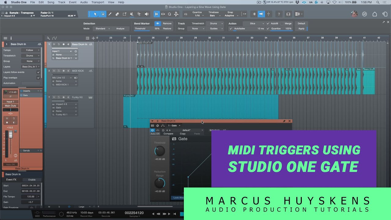 Generating MIDI Triggers Using the Stock Studio One Gate