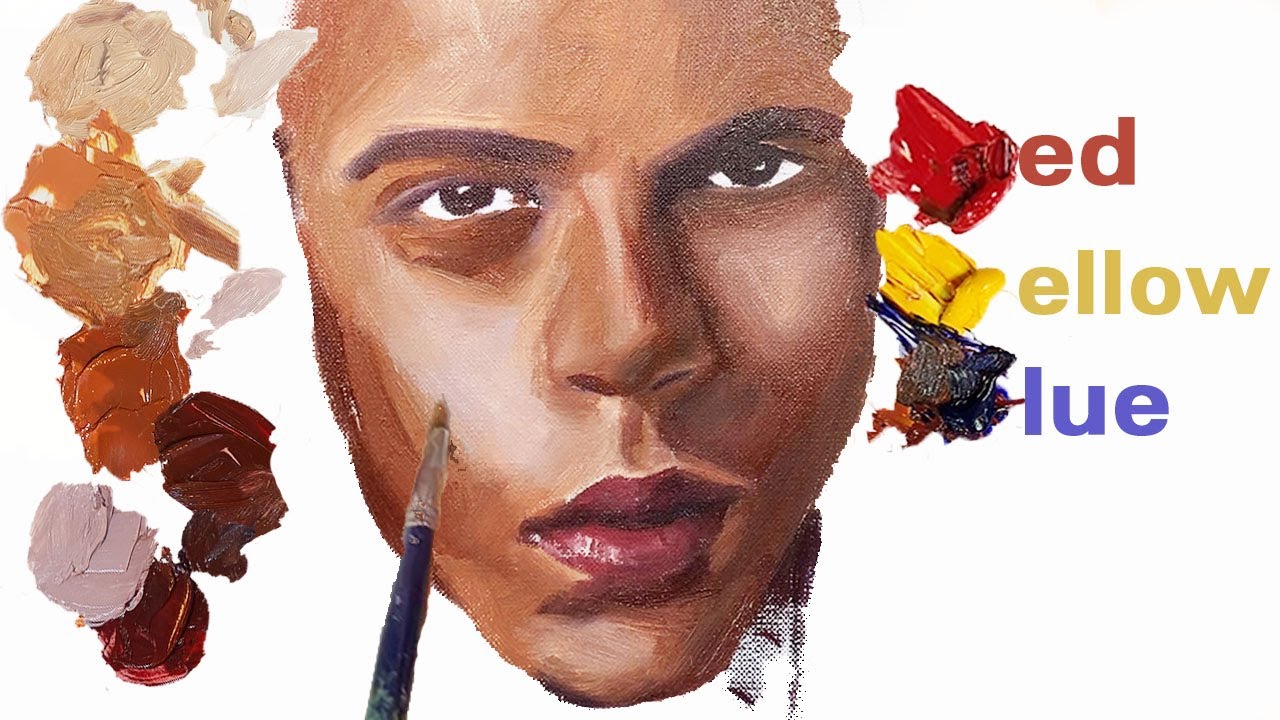 [유화] 어두운 피부톤에는 의외로 회색이 많이 들어갑니다 ??! Dark skin tone with Quick drying White | 인물화기초 🧑🏾‍🎨