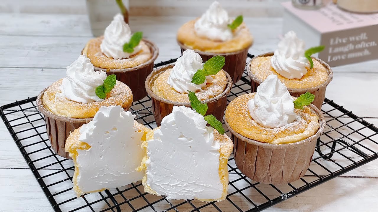 生クリームたっぷりカップシフォンケーキの作り方 How to make a cup chiffon cake with plenty of fresh cream