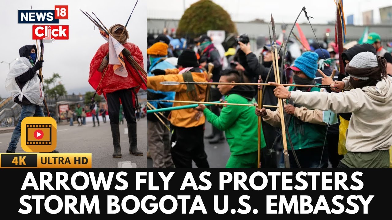 Bogota Protests Turn Chaotic: Explosives, Arrows Used Against Police Outside U.S. Embassy | 4K