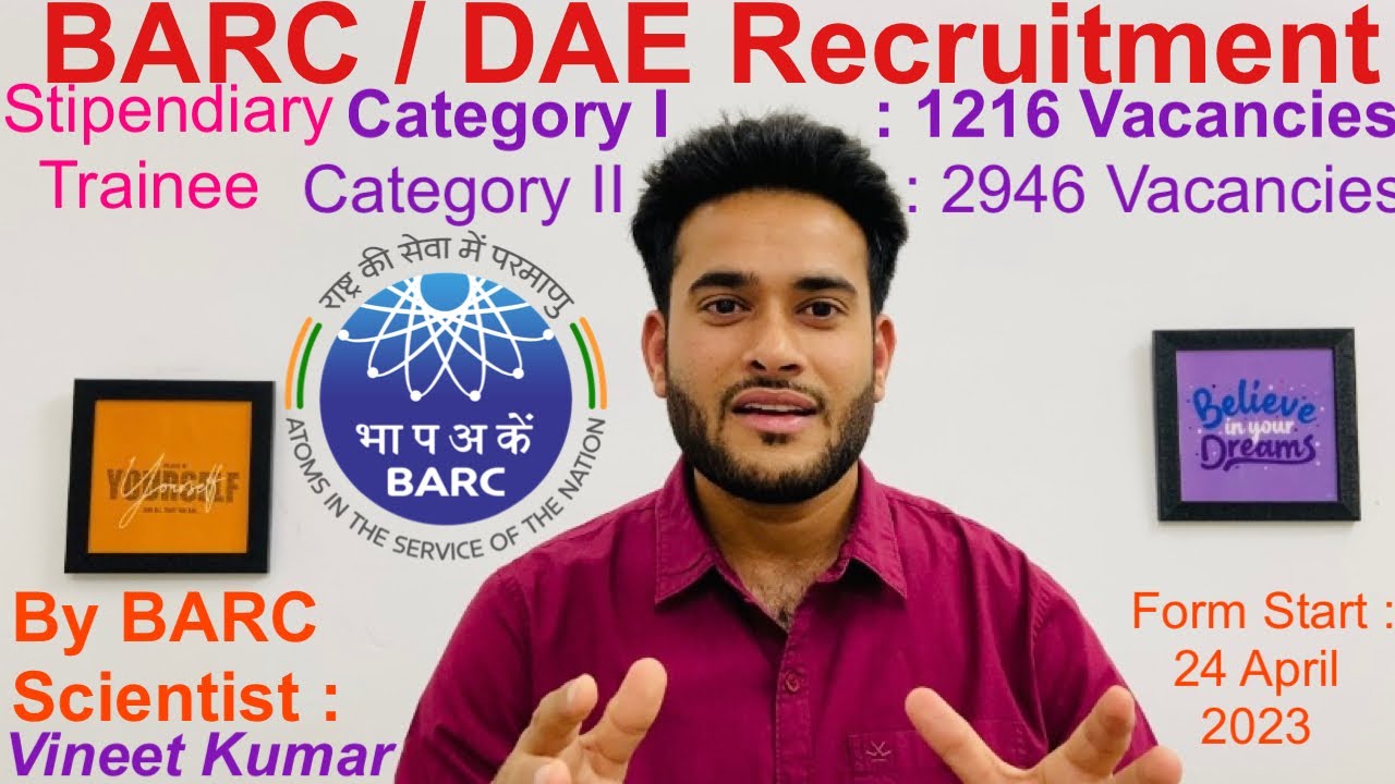 BARC 2023 Stipendiary Trainee Category 1 and 2 | By BARC Scientist Vineet Kumar | DAE | Diploma, ITI