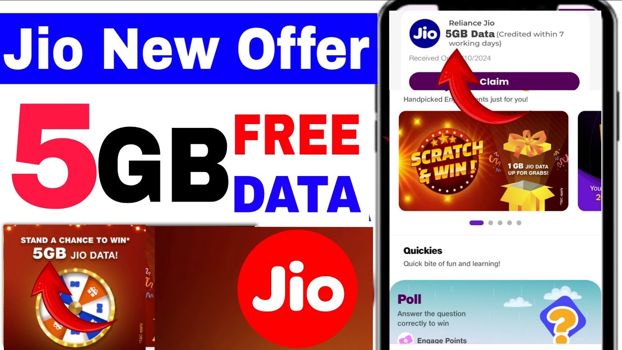 Jio Free 5GB data offer today |How to get free 5GB data offer |Jio free data 2025 | Jio sim free net