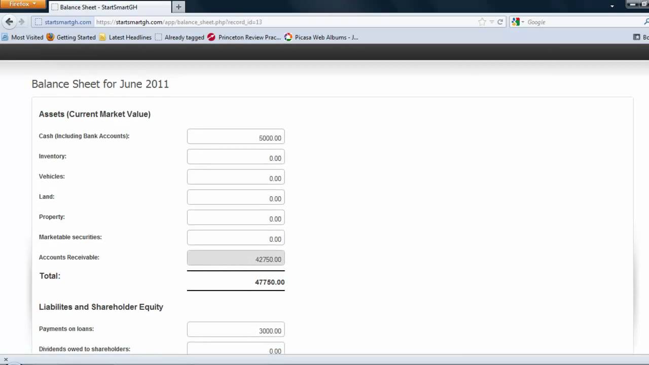 How to edit a balance sheet record