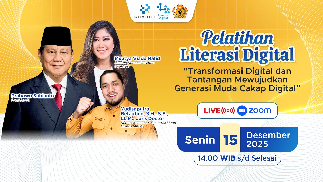 PELATIHAN LITERASI DIGITAL - Transformasi Digital & Tantangan Mewujudkan Generasi Muda Cakap Digital