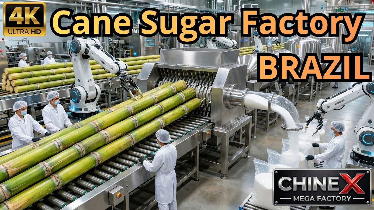 Inside a Modern Brazilian Sugar Factory: From Fresh Sugarcane to Pure Crystal Sugar (Full Process)