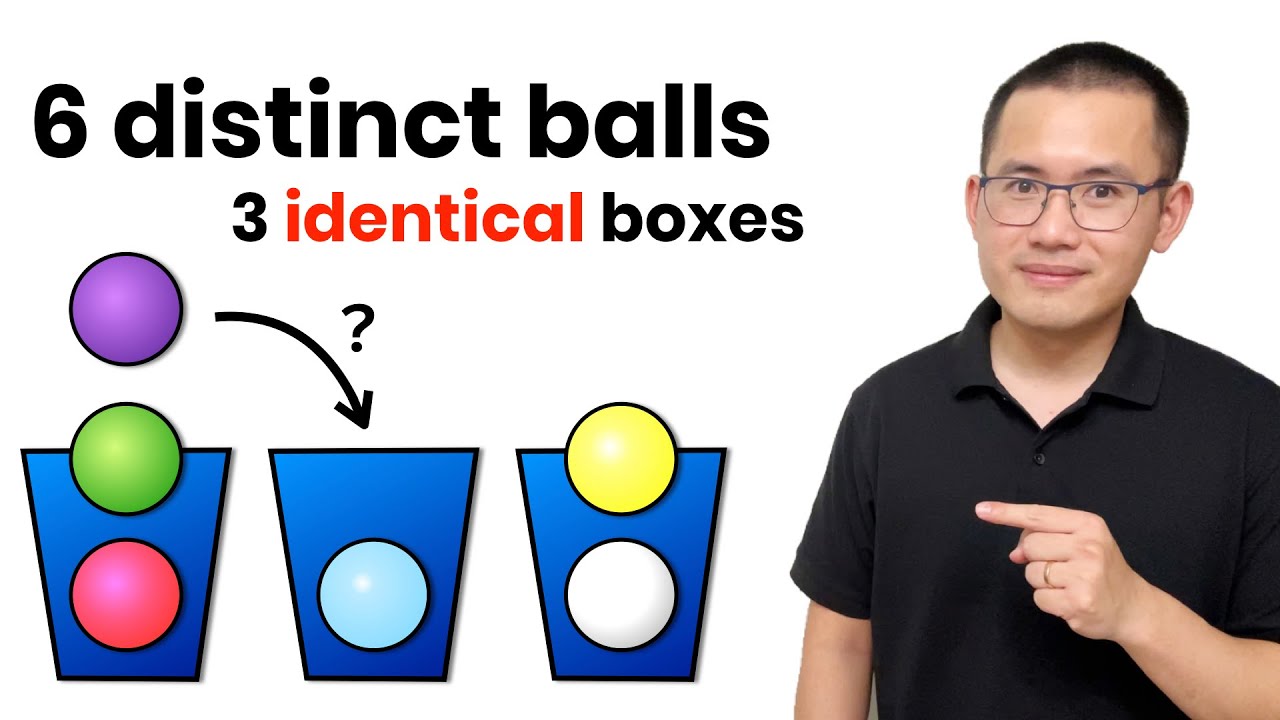 In how many ways can we distribute 6 distinct balls into 3 identical boxes?