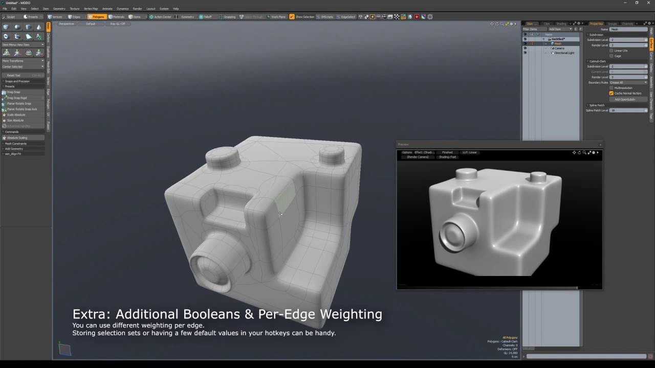 Modo Quick tip #1 : Hard Surface Boolean SubD Workflow