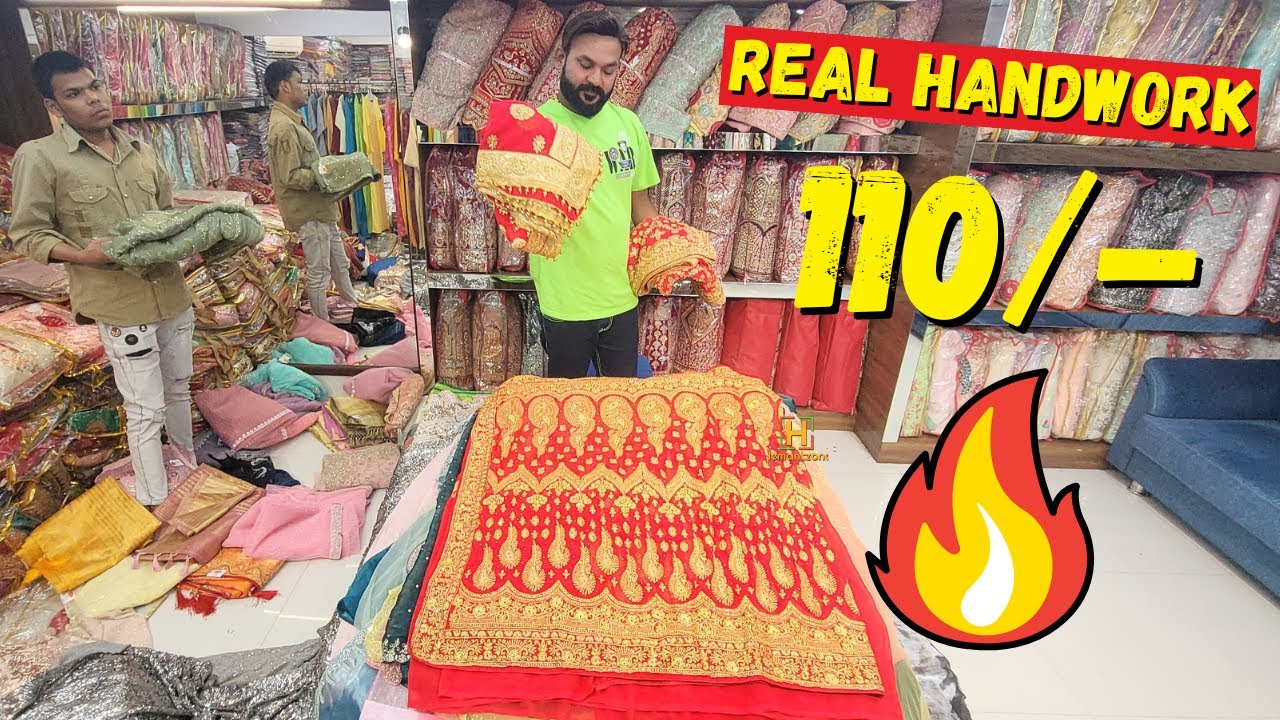 पहली बार REAL HANDWORK SAREE 110% CHEAP PRICE | GUJRAT SAREE WHOLESALE  | WORLD BIGGEST SAREE MARKET